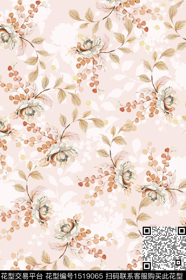 花卉小清新真丝数码印花华亿平台下载（图片编号: 1519065） - 瓦栏（Walan）