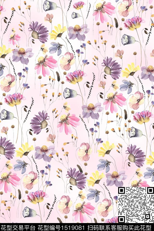 花卉大牌风年轻女性数码印花华亿平台下载（图片编号: 1519081） - 瓦栏（Walan）