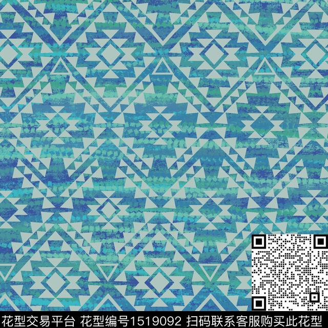 几何格子民族风数码印花华亿平台下载（图片编号: 1519092） - 瓦栏（Walan）