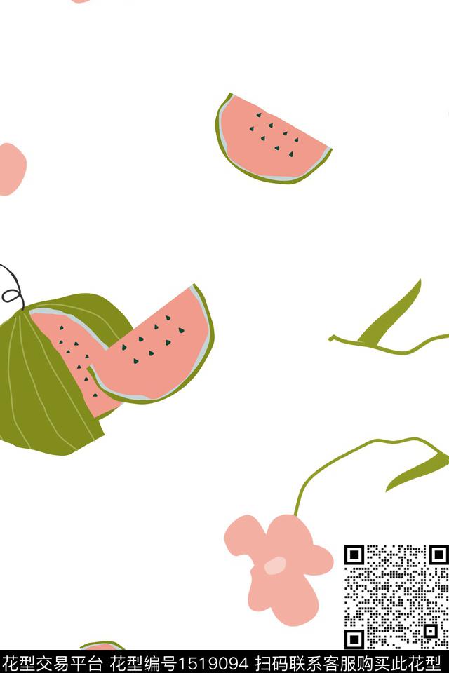 水果花卉西瓜数码印花华亿平台下载（图片编号: 1519094） - 瓦栏（Walan）