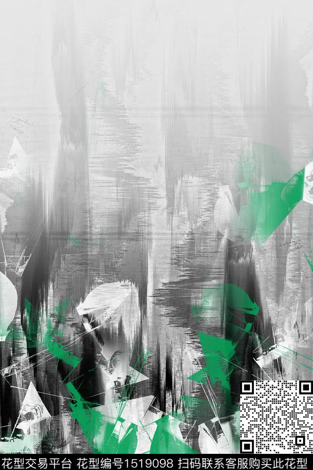 水墨风抽象男装定位花传统印花华亿平台下载（图片编号: 1519098） - 瓦栏（Walan）