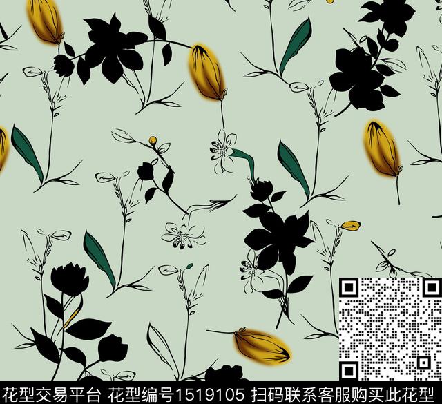 连衣裙女装花卉数码印花华亿平台下载（图片编号: 1519105） - 瓦栏（Walan）