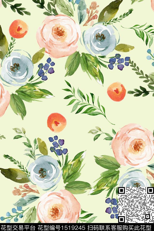 小清新小碎花水彩花卉数码印花华亿平台下载（图片编号: 1519245） - 瓦栏（Walan）