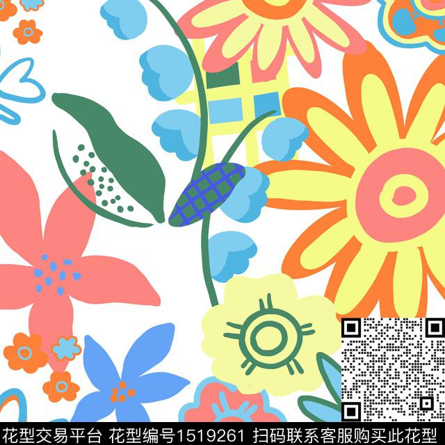 线条绿植树叶花卉数码印花华亿平台下载（图片编号: 1519261） - 瓦栏（Walan）