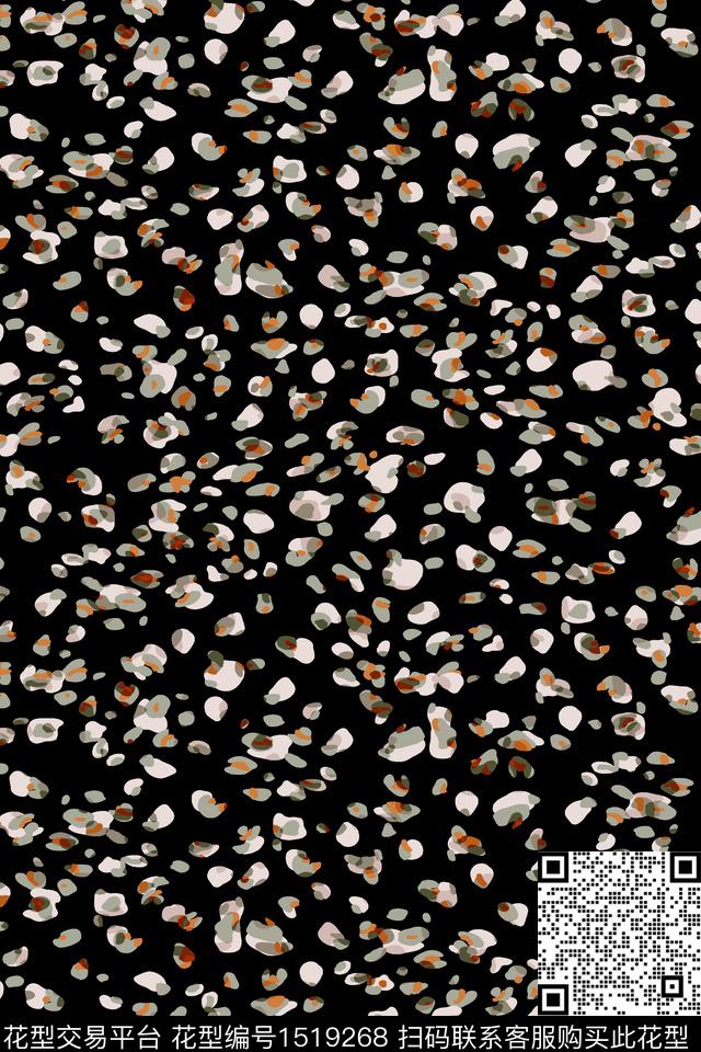 黑底豹纹纹理数码印花华亿平台下载（图片编号: 1519268） - 瓦栏（Walan）