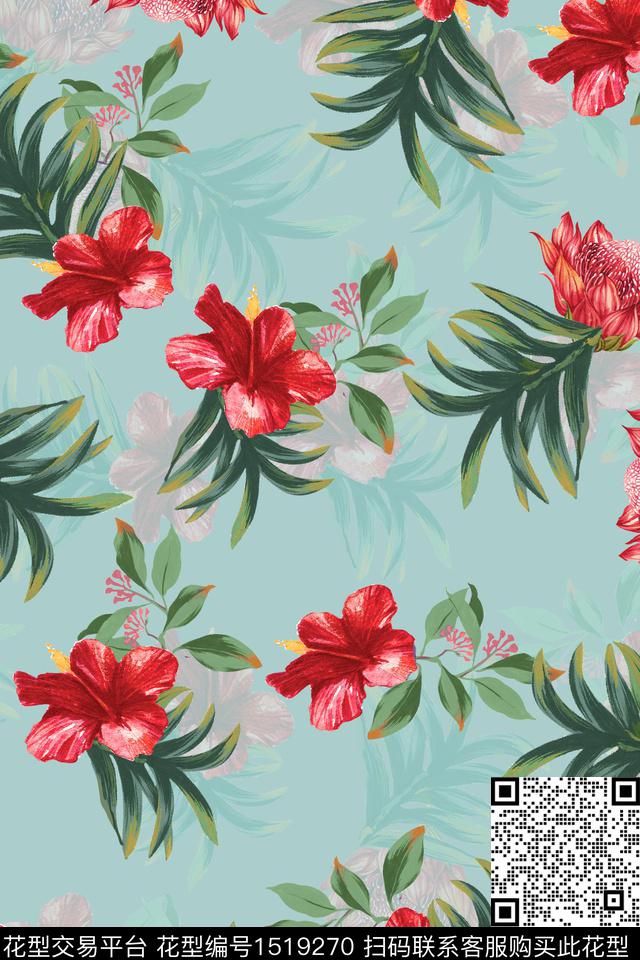 热带华亿平台小清新女装数码印花华亿平台下载（图片编号: 1519270） - 瓦栏（Walan）