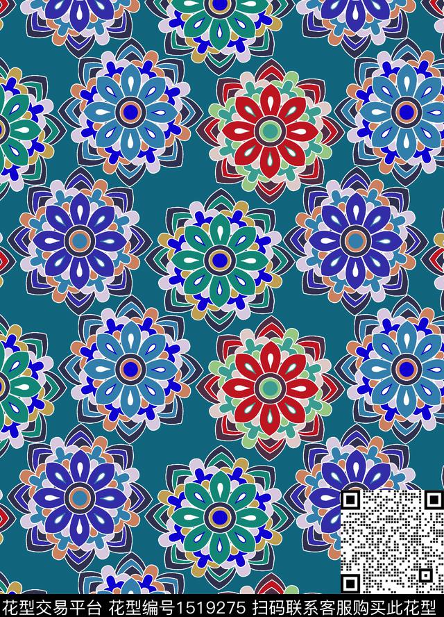 复古民族风纹样数码印花华亿平台下载（图片编号: 1519275） - 瓦栏（Walan）