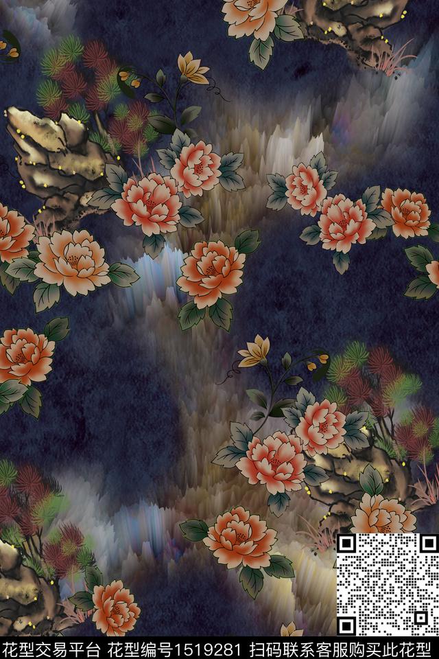花卉大牌风中老年数码印花华亿平台下载（图片编号: 1519281） - 瓦栏（Walan）
