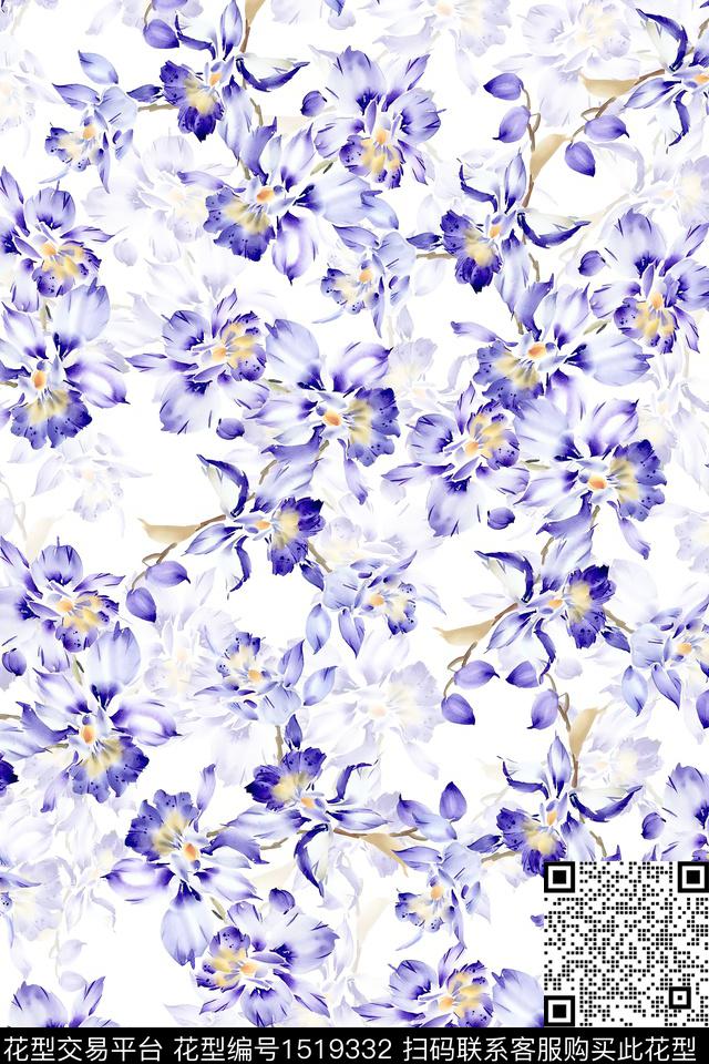 花卉小清新女装数码印花华亿平台下载（图片编号: 1519332） - 瓦栏（Walan）