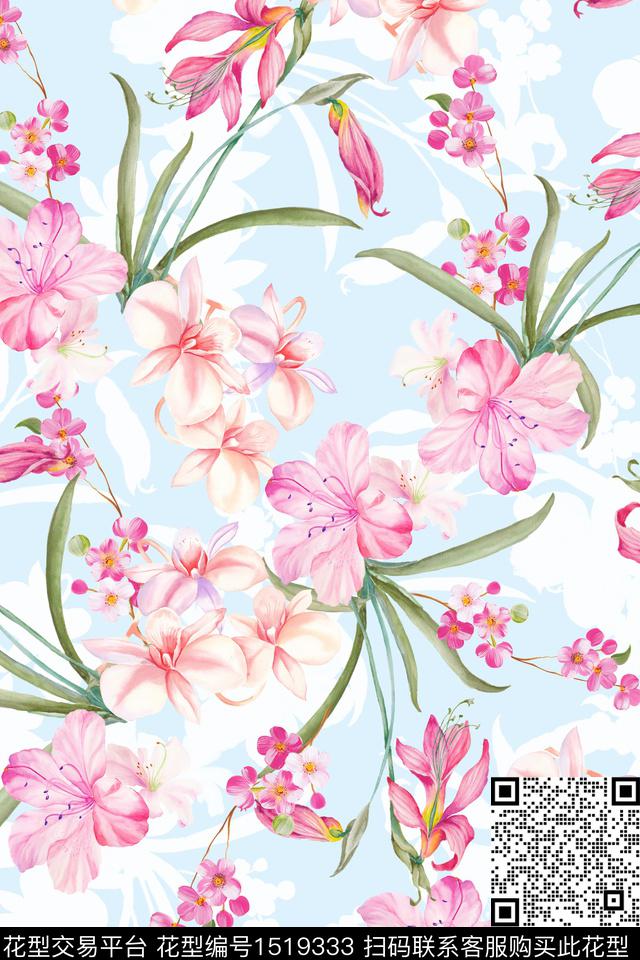 花卉小清新女装数码印花华亿平台下载（图片编号: 1519333） - 瓦栏（Walan）