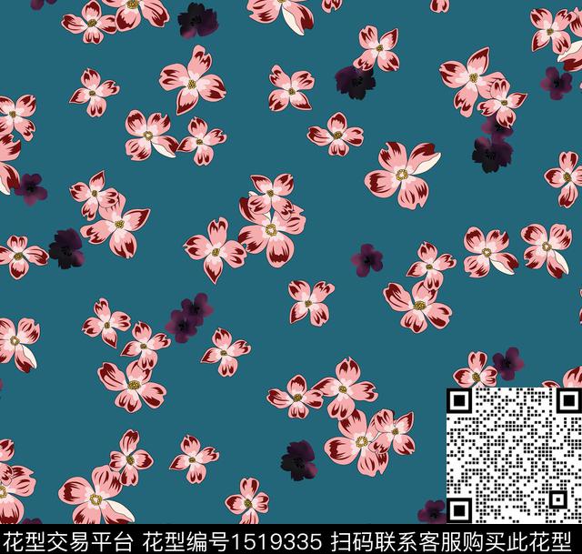 连衣裙女装花卉数码印花华亿平台下载（图片编号: 1519335） - 瓦栏（Walan）