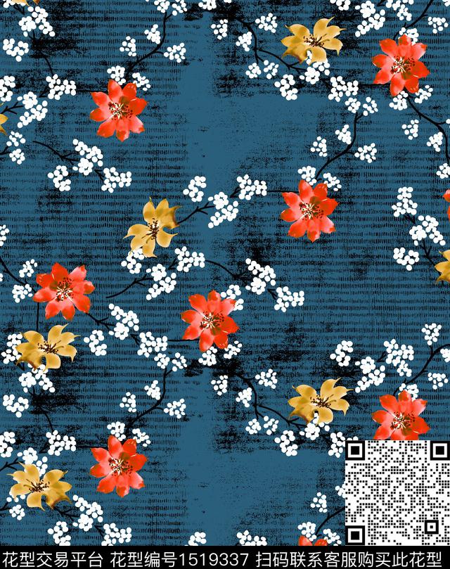 连衣裙女装花卉数码印花华亿平台下载（图片编号: 1519337） - 瓦栏（Walan）