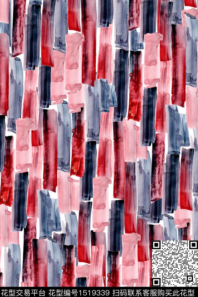 几何笔触大牌风数码印花华亿平台下载（图片编号: 1519339） - 瓦栏（Walan）