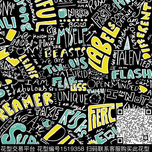 涂鸦字母男装传统印花华亿平台下载（图片编号: 1519358） - 瓦栏（Walan）