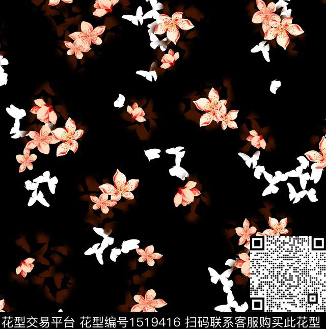 连衣裙女装花卉数码印花华亿平台下载（图片编号: 1519416） - 瓦栏（Walan）