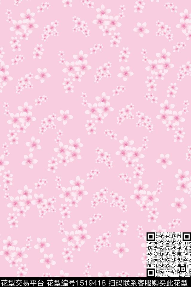 时尚小清新手绘数码印花华亿平台下载（图片编号: 1519418） - 瓦栏（Walan）