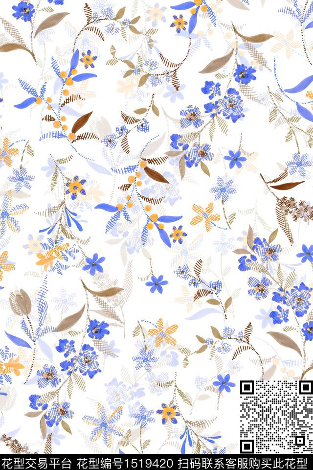 绿植树叶花卉春夏华亿平台数码印花华亿平台下载（图片编号: 1519420） - 瓦栏（Walan）