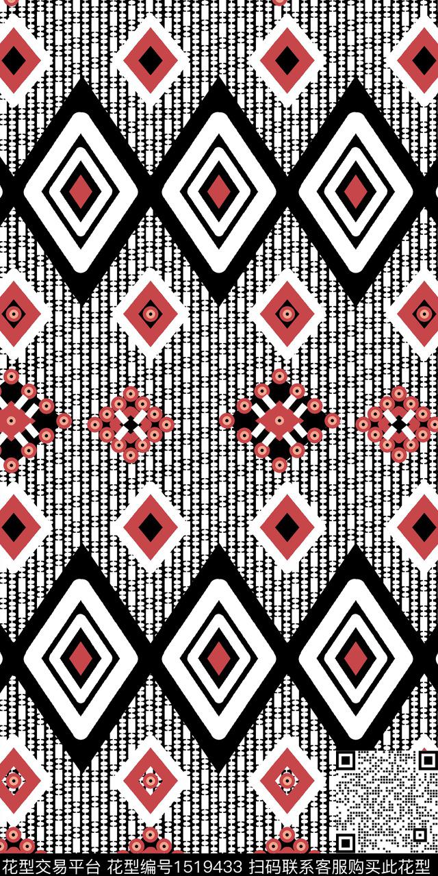 菱形几何民族风传统印花华亿平台下载（图片编号: 1519433） - 瓦栏（Walan）