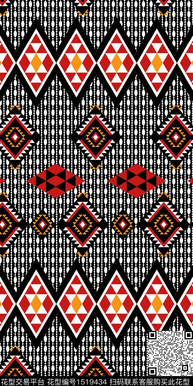 格子几何民族风传统印花华亿平台下载（图片编号: 1519434） - 瓦栏（Walan）