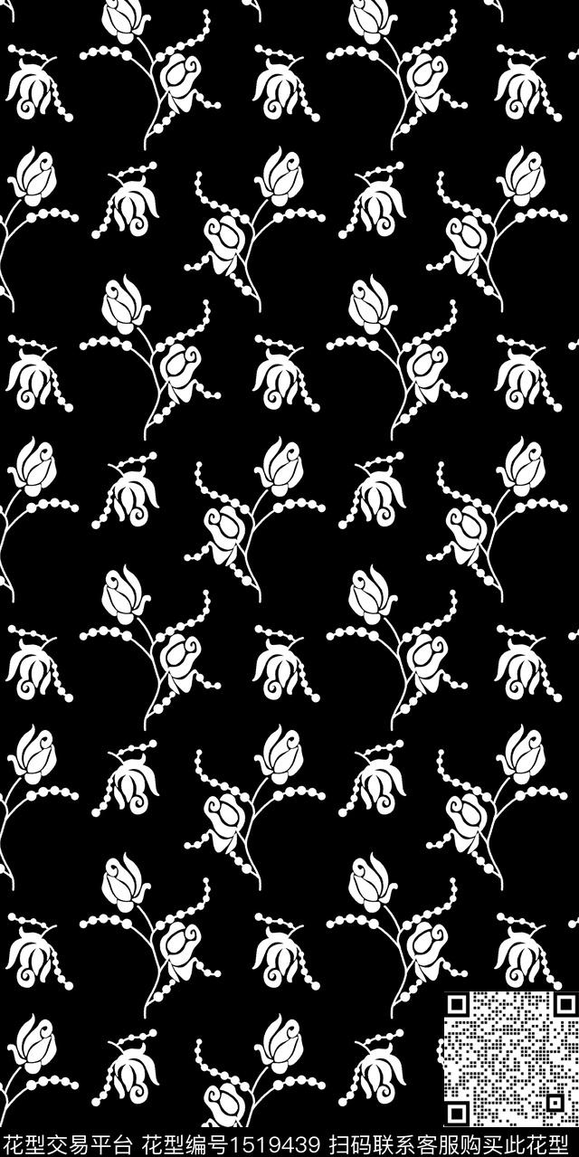 花卉小碎花单色传统印花华亿平台下载（图片编号: 1519439） - 瓦栏（Walan）