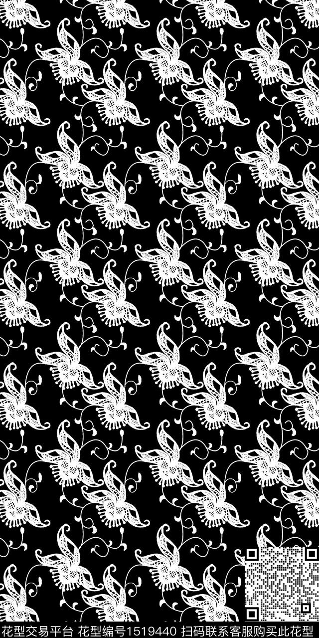 花卉小碎花单色传统印花华亿平台下载（图片编号: 1519440） - 瓦栏（Walan）