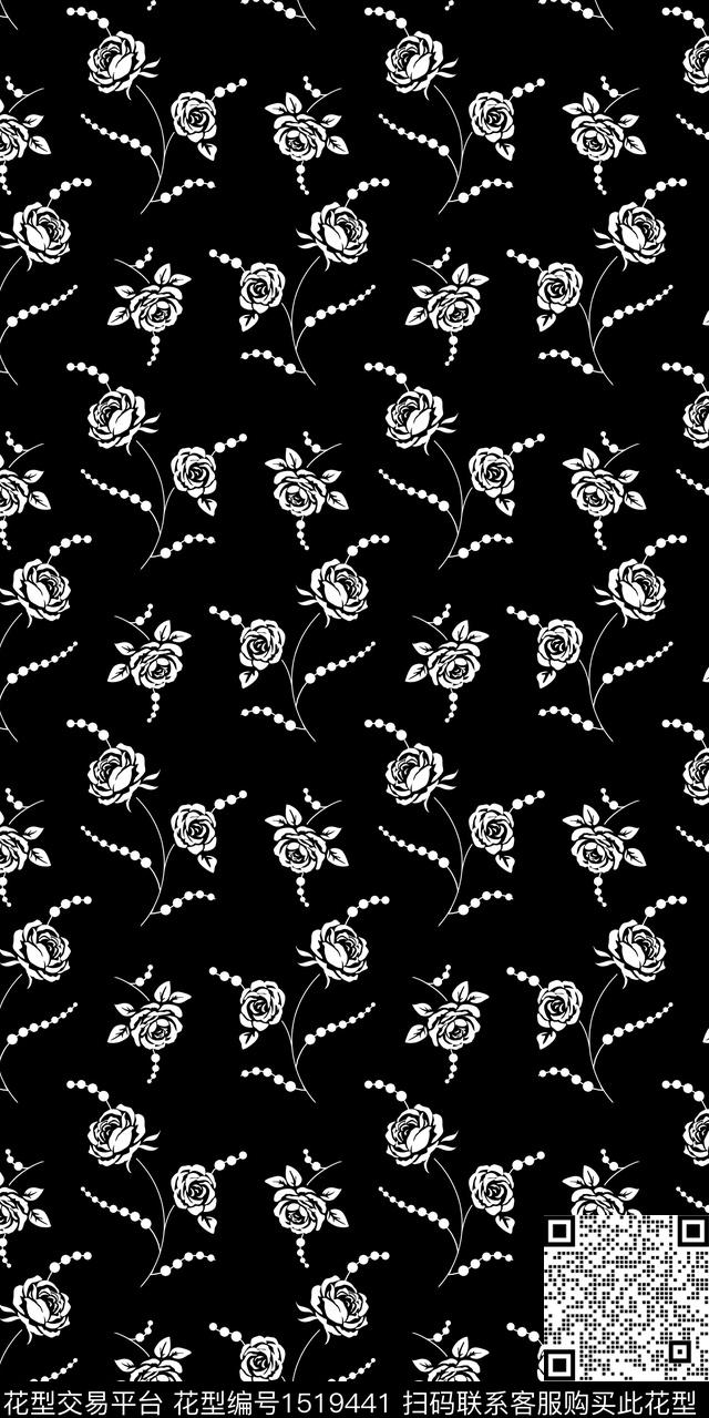 花卉小碎花单色传统印花华亿平台下载（图片编号: 1519441） - 瓦栏（Walan）
