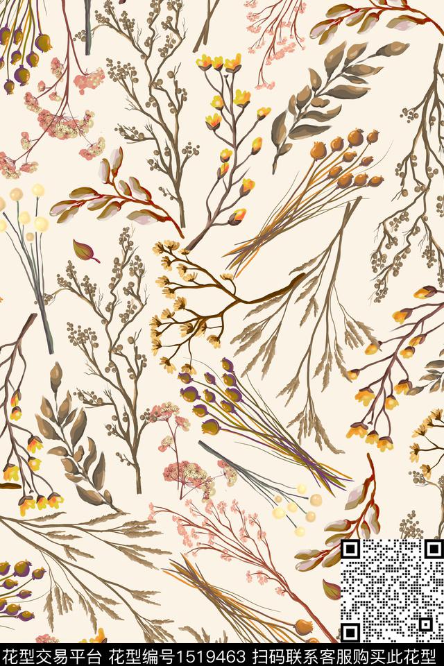 花卉大牌风年轻女性数码印花华亿平台下载（图片编号: 1519463） - 瓦栏（Walan）