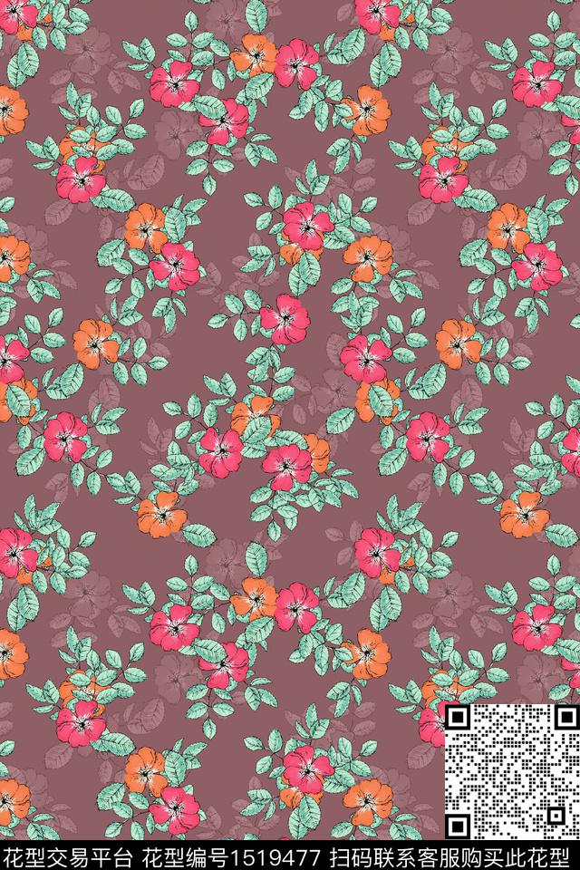 花卉女装小碎花数码印花华亿平台下载（图片编号: 1519477） - 瓦栏（Walan）