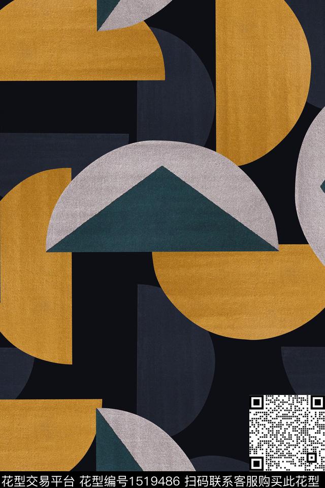 纹理几何棉麻数码印花华亿平台下载（图片编号: 1519486） - 瓦栏（Walan）