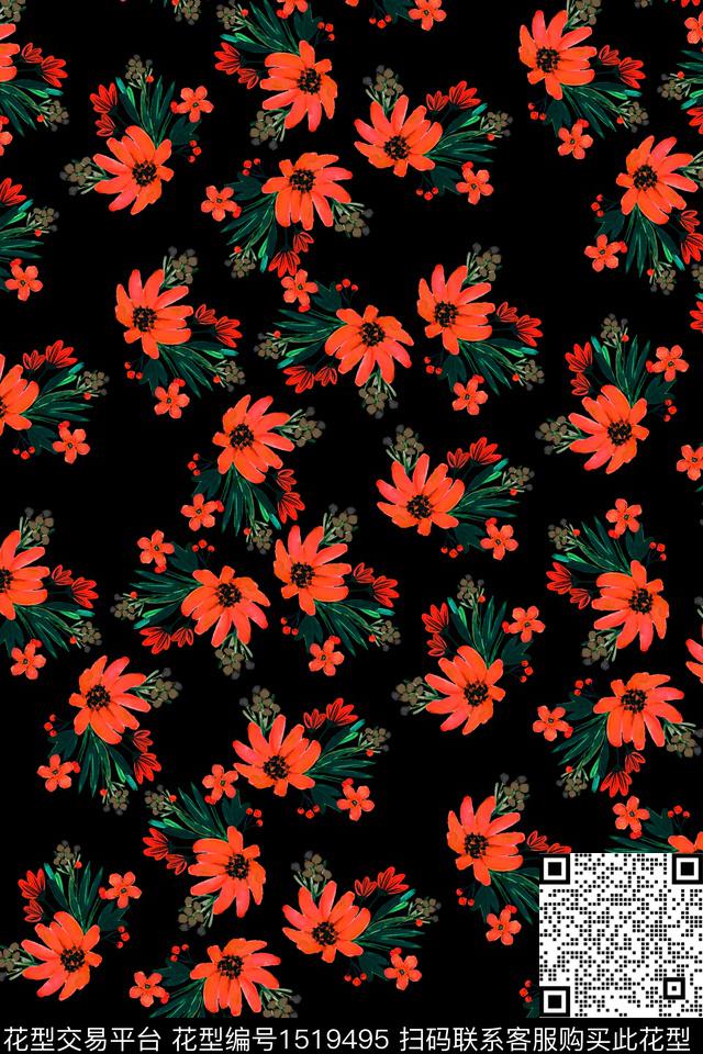 花卉女装小碎花数码印花华亿平台下载（图片编号: 1519495） - 瓦栏（Walan）