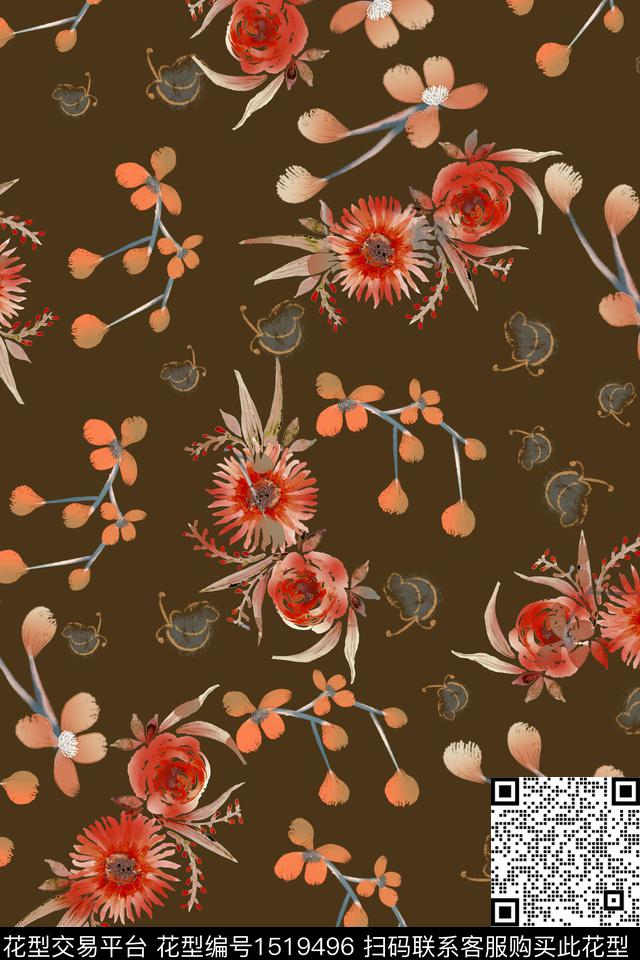 花卉女装小碎花数码印花华亿平台下载（图片编号: 1519496） - 瓦栏（Walan）
