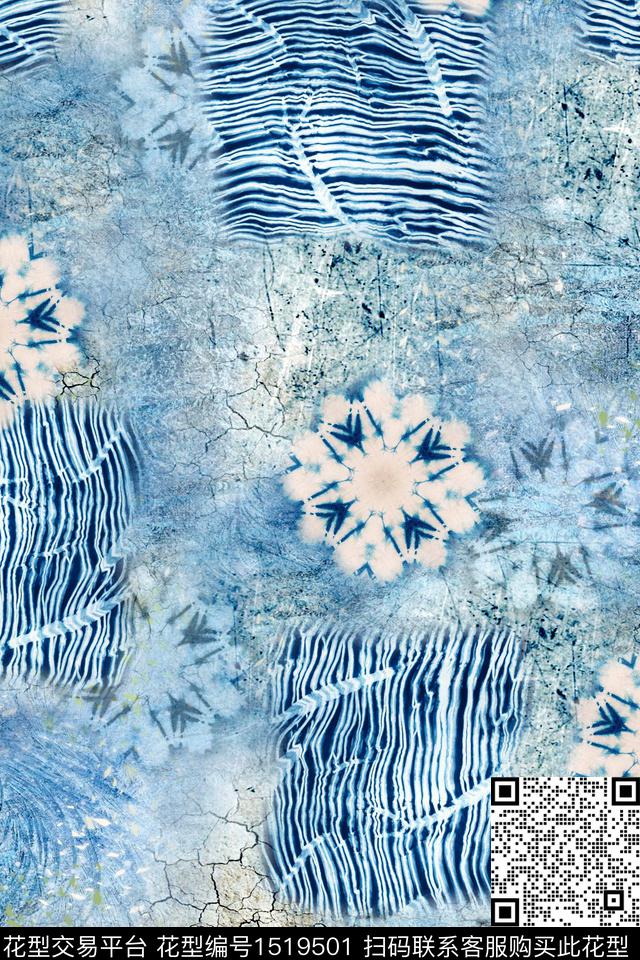 抽象肌理棉麻数码印花华亿平台下载（图片编号: 1519501） - 瓦栏（Walan）