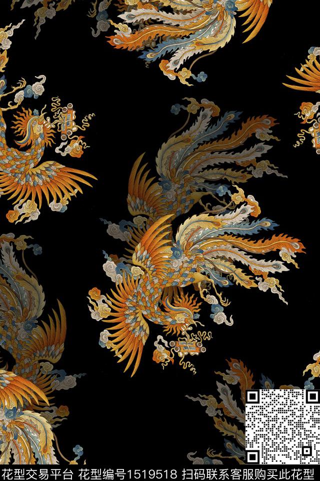 数码华亿平台民族风凤凰数码印花华亿平台下载（图片编号: 1519518） - 瓦栏（Walan）