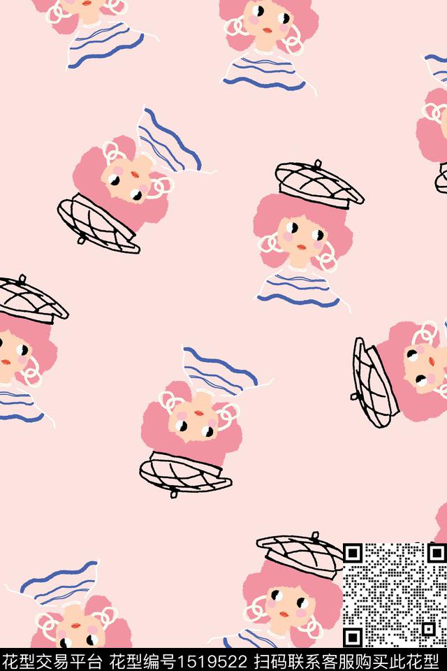 卡通人物可爱手绘传统印花华亿平台下载（图片编号: 1519522） - 瓦栏（Walan）