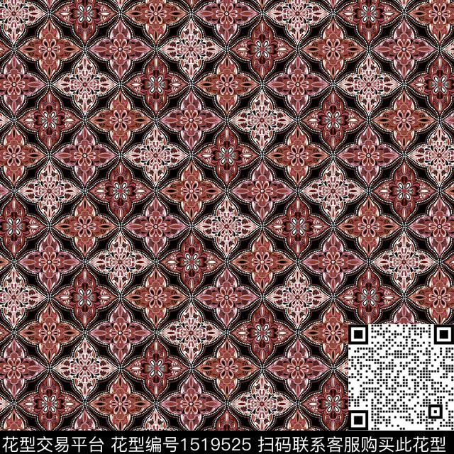 数码华亿平台民族风纹样数码印花华亿平台下载（图片编号: 1519525） - 瓦栏（Walan）