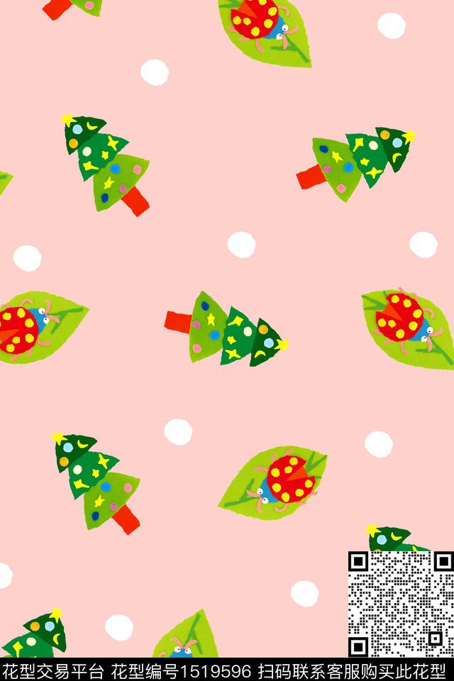 叶子卡通瓢虫数码印花华亿平台下载（图片编号: 1519596） - 瓦栏（Walan）