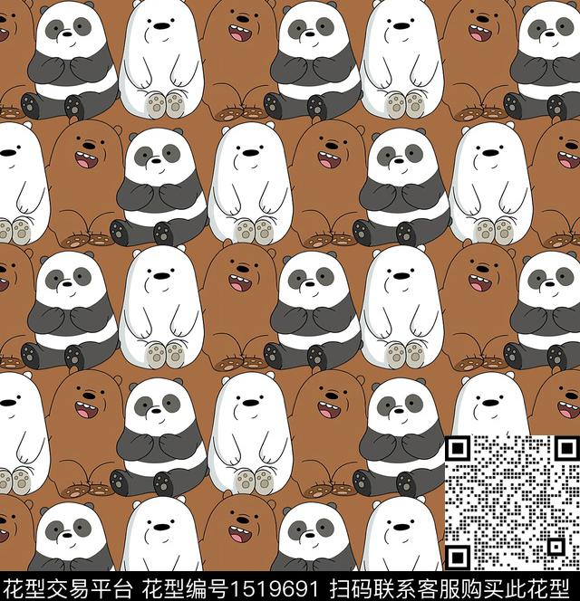 卡通bear混合拼接数码印花华亿平台下载（图片编号: 1519691） - 瓦栏（Walan）