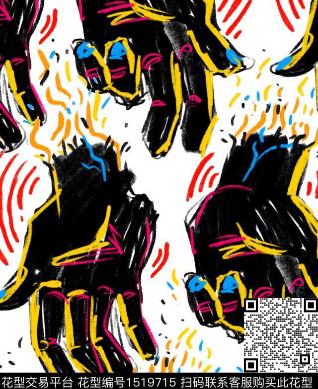 涂鸦手趣味数码印花华亿平台下载（图片编号: 1519715） - 瓦栏（Walan）