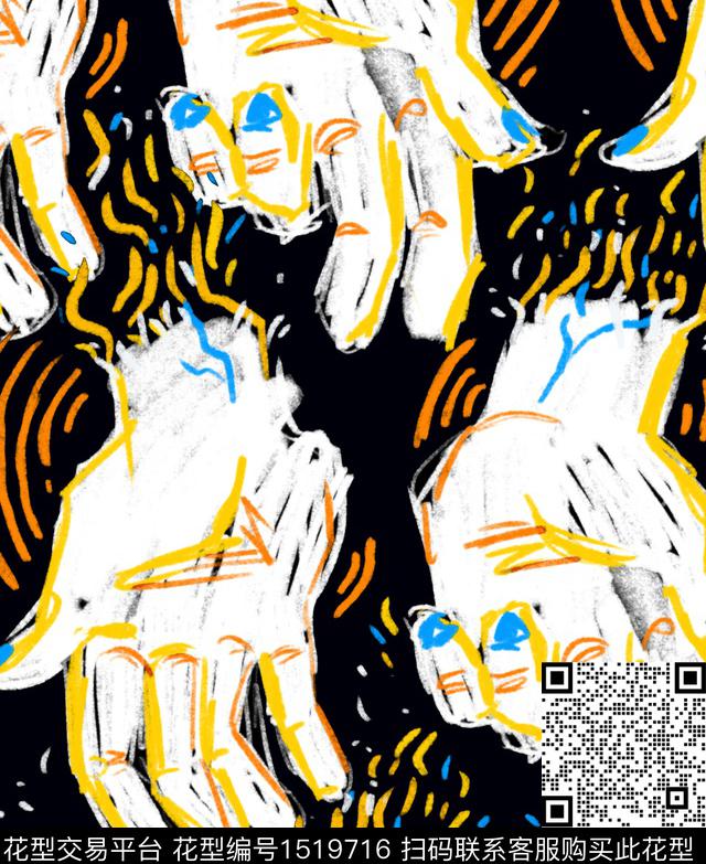 涂鸦手趣味数码印花华亿平台下载（图片编号: 1519716） - 瓦栏（Walan）