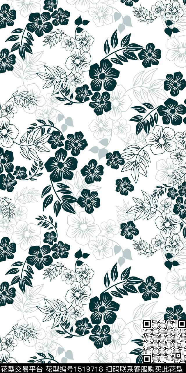 花卉手绘小碎花数码印花华亿平台下载（图片编号: 1519718） - 瓦栏（Walan）
