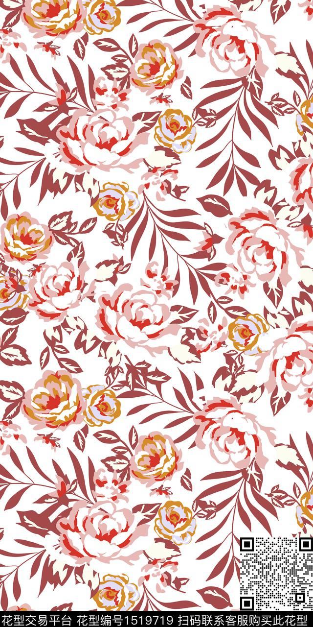 花卉手绘小碎花数码印花华亿平台下载（图片编号: 1519719） - 瓦栏（Walan）