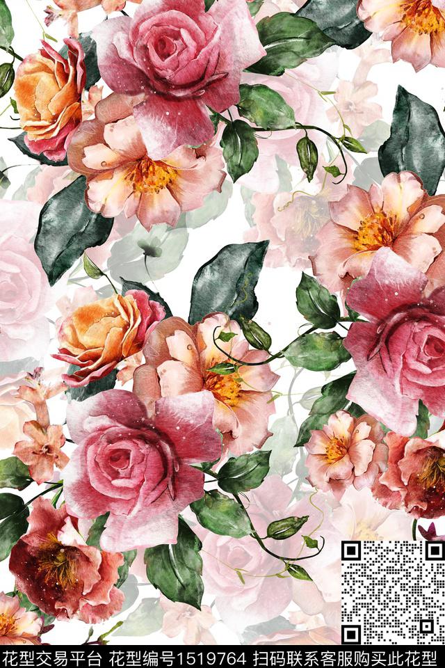 绿植树叶简约年轻女性数码印花华亿平台下载（图片编号: 1519764） - 瓦栏（Walan）