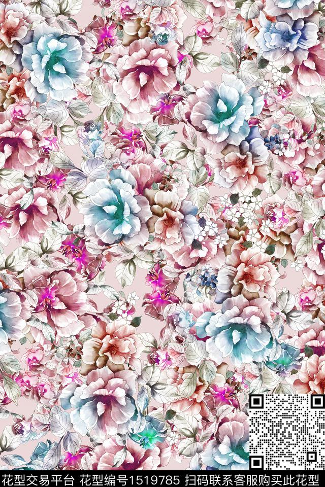 花卉小清新小碎花数码印花华亿平台下载（图片编号: 1519785） - 瓦栏（Walan）