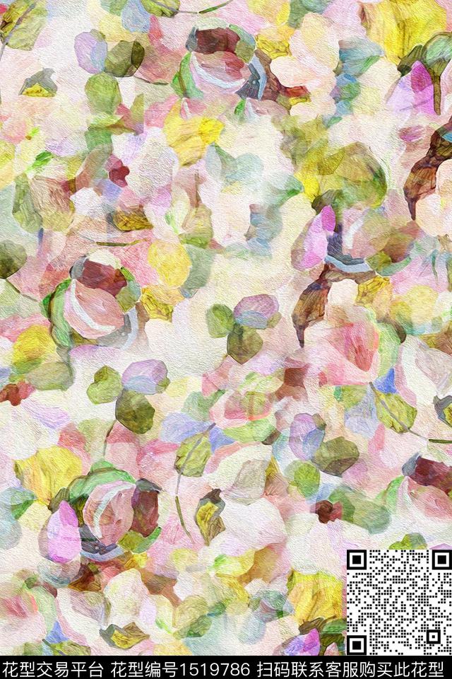 时尚女装抽象数码印花华亿平台下载（图片编号: 1519786） - 瓦栏（Walan）