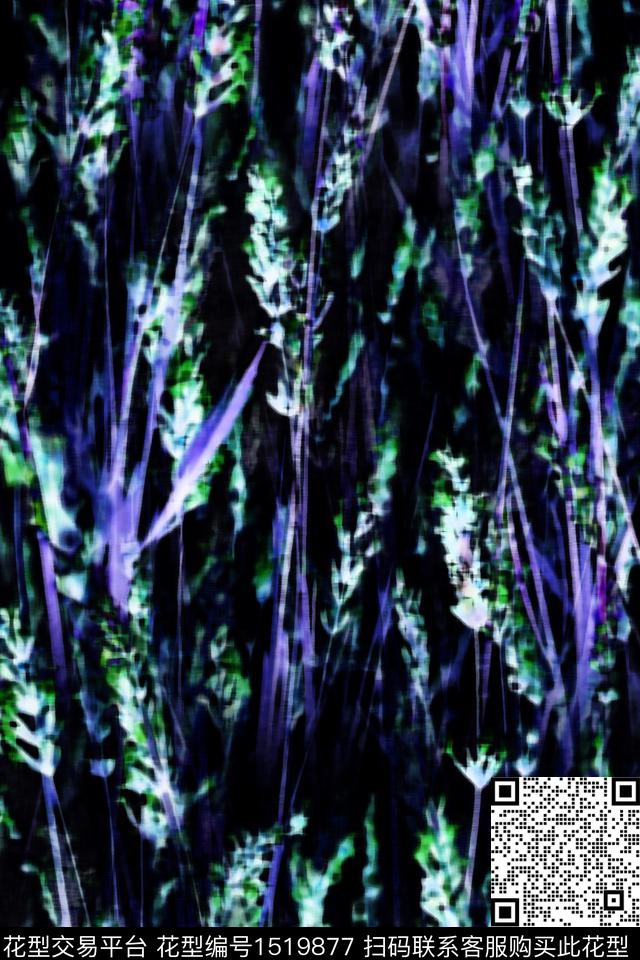 花卉配饰薰衣草数码印花华亿平台下载（图片编号: 1519877） - 瓦栏（Walan）