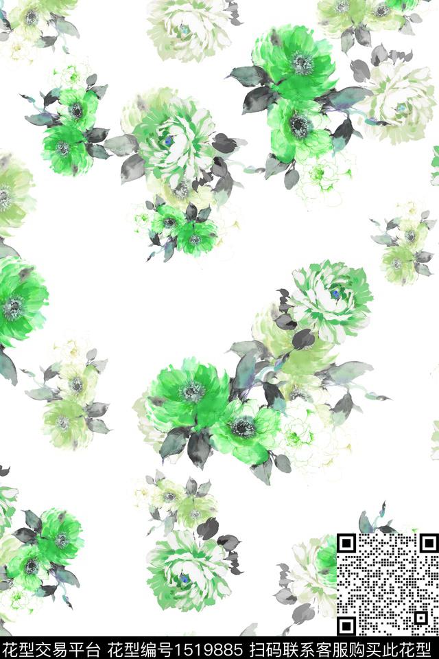 大牌风小清新真丝数码印花华亿平台下载（图片编号: 1519885） - 瓦栏（Walan）