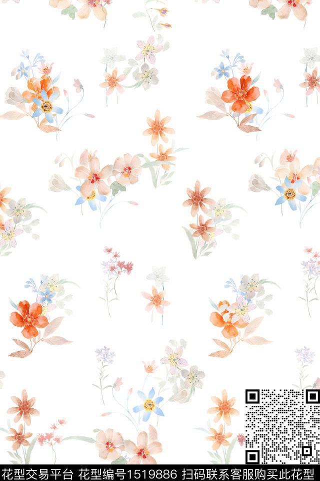 大牌风小清新真丝数码印花华亿平台下载（图片编号: 1519886） - 瓦栏（Walan）