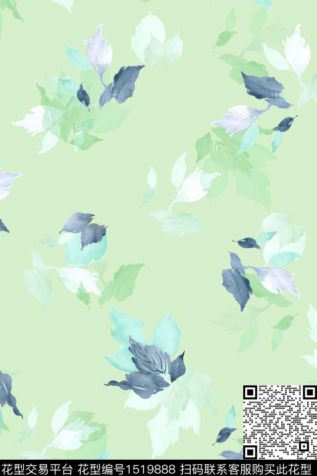 绿植树叶大牌风小清新数码印花华亿平台下载（图片编号: 1519888） - 瓦栏（Walan）