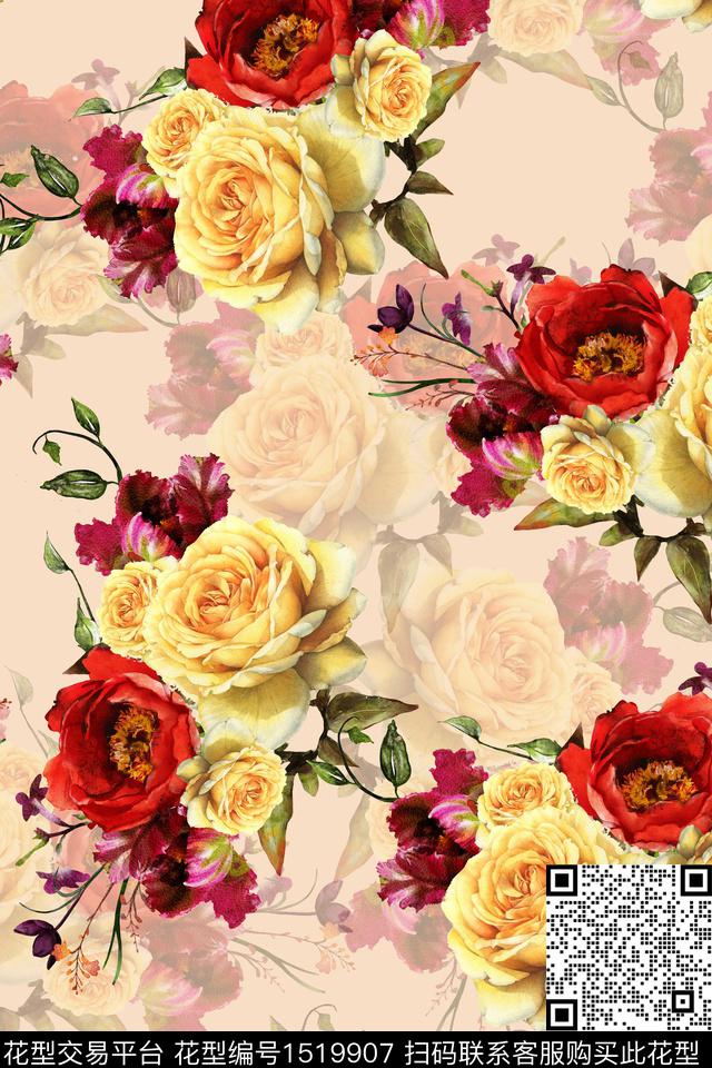 绿植树叶简约年轻女性数码印花华亿平台下载（图片编号: 1519907） - 瓦栏（Walan）