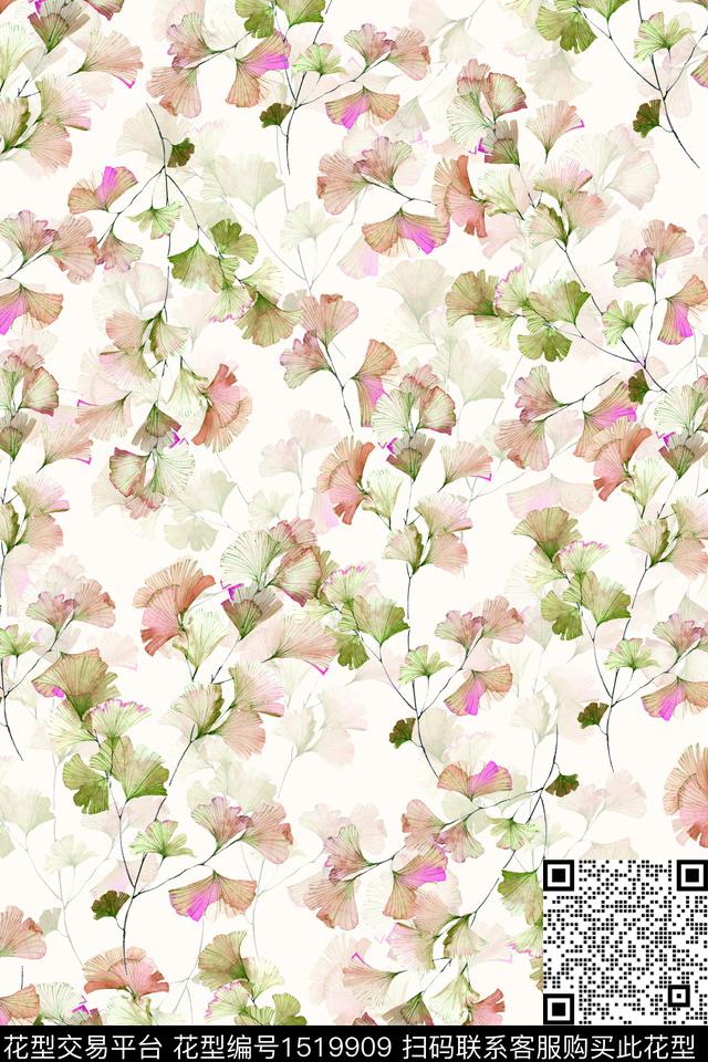 绿植树叶大牌风小清新数码印花华亿平台下载（图片编号: 1519909） - 瓦栏（Walan）
